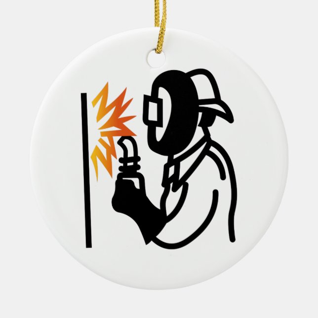 Welder Outline Ceramic Tree Decoration (Front)