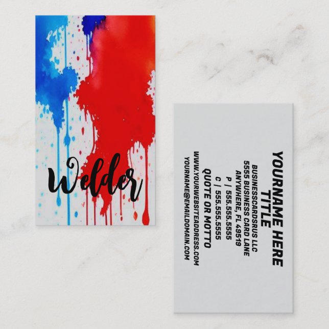 Welder Patriotic Red White and Blue Business Card (Front/Back)