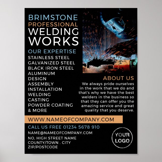 Welder Portrait, Metal Worker, Welder Advertising Poster (Front)