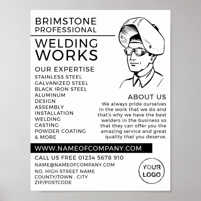 Welder Portrait Sketch, Metal Worker, Welder Poster (Front)