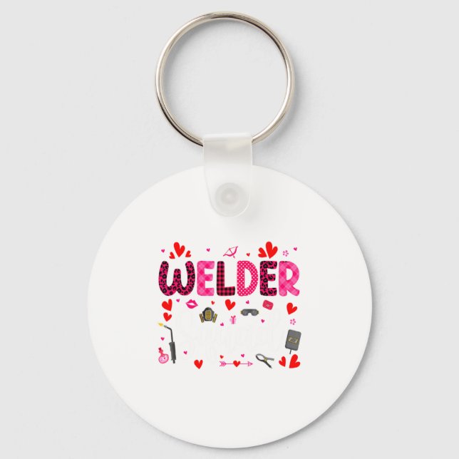 Welder Squad Cute Tools Hearts Costume Valentines  Key Ring (Front)