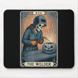 Welder Tarot Card Skeleton Female Pipeline Metal Mouse Mat
