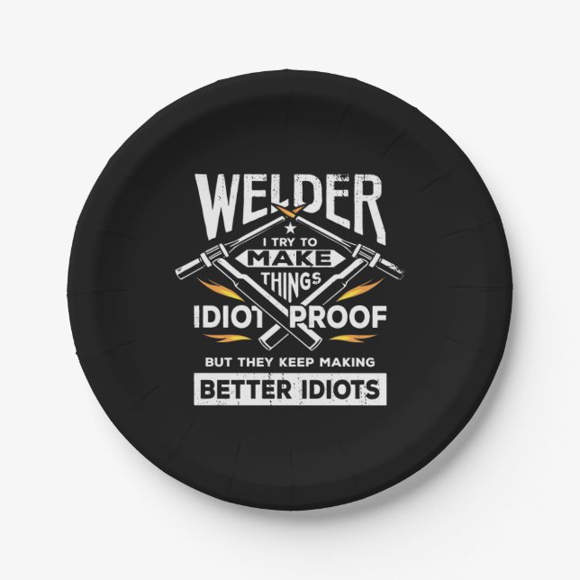 Welder Try To Make Things Paper Plate (Front)