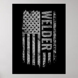 Welder USA Flag Distressed design Poster