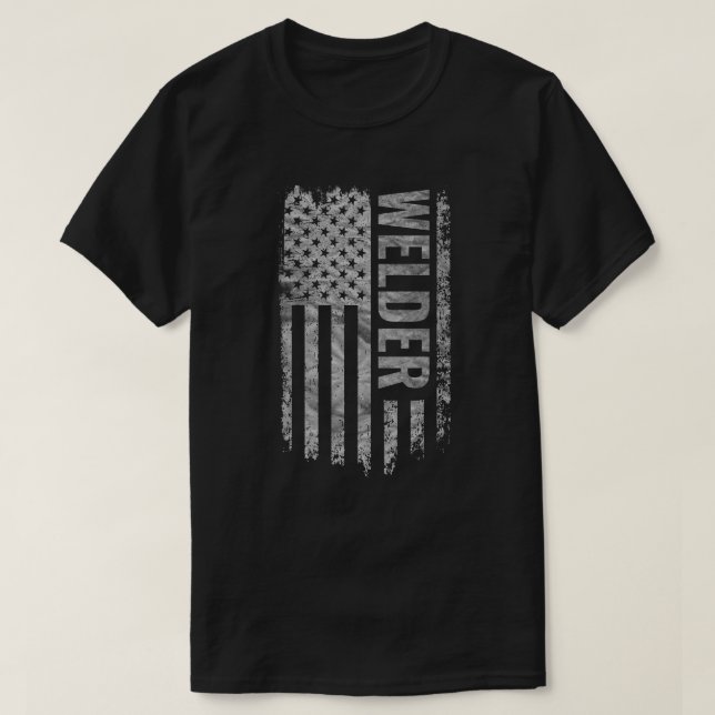 Welder USA Flag Distressed design T-Shirt (Design Front)