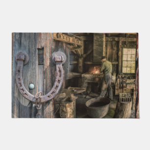 Welder Vintage Blacksmith Horseshoes Doormat