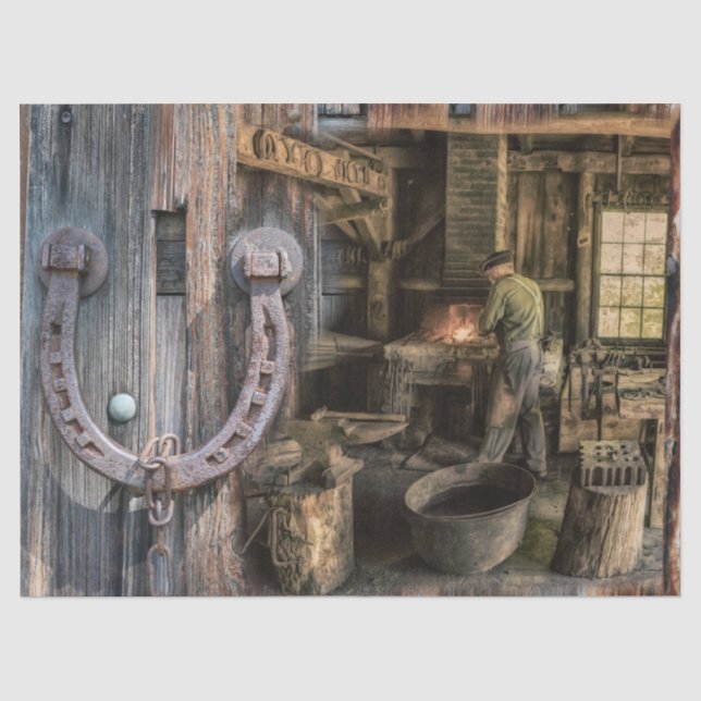 Welder Vintage Blacksmith Horseshoes Tissue Paper (Front)