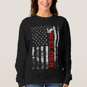 Welder Vintage USA American Flag Welding Sweatshirt