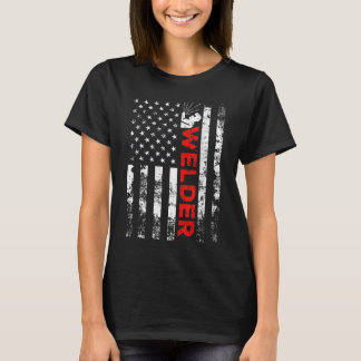 Welder Vintage USA American Flag Welding T-Shirt