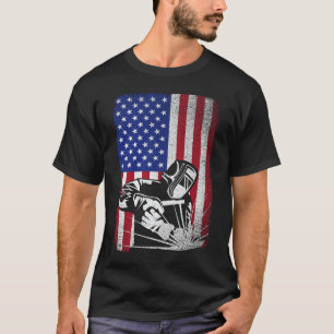 Welder Vintage USA American Flag Welding T-Shirt
