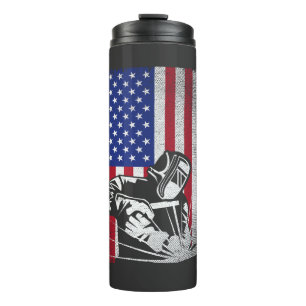 Welder Vintage USA American Flag Welding Thermal Tumbler