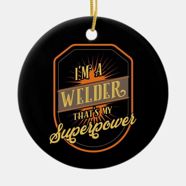 Welder Welding Ceramic Tree Decoration (Front)