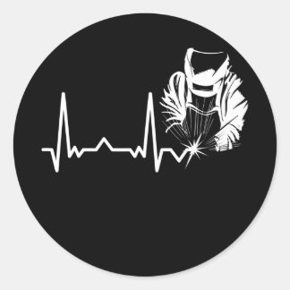 Welder Welding Metalworker Heartbeat  Classic Round Sticker