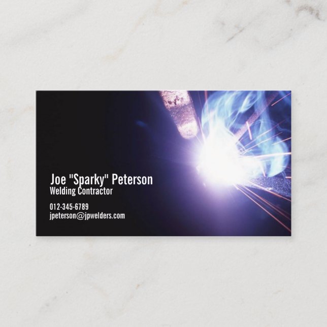 Welder Welding Sparks Violet Business Card (Front)