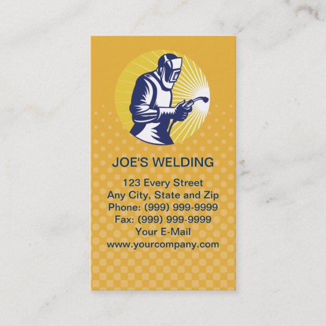 welder welding  worker business card (Front)