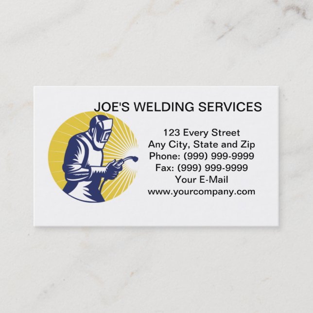 welder welding  worker business card (Front)