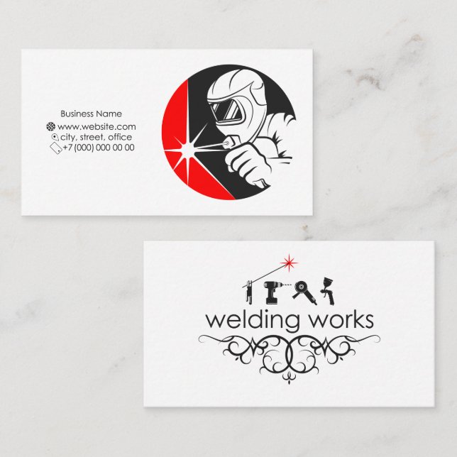 Welder with welding machine business card (Front/Back)