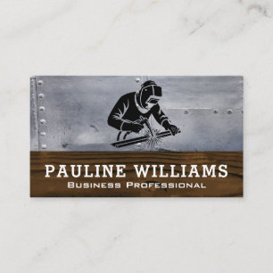 Welder Working Blue Collar Business Card