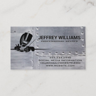 Welder Working in Shop   Metal Rivets Business Card