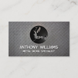 Welder Working Logo Metal Business Card