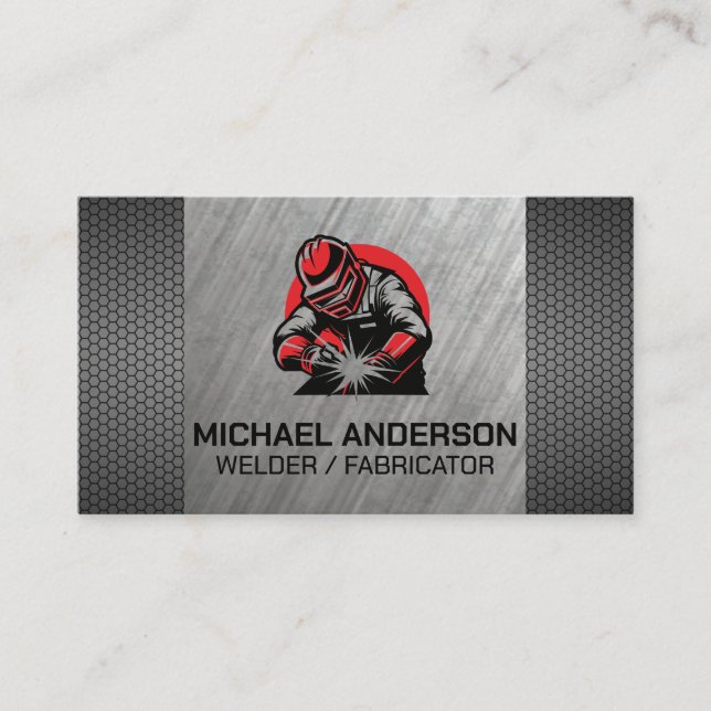Welder Working | Sparks | Blue Collar Business Card (Front)