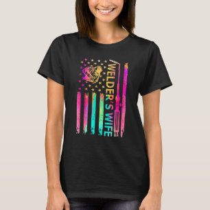 Welder's Wife Life American USA Flag Welding for M T-Shirt
