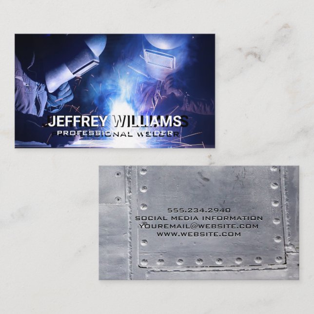 Welders Working | Metal Rivets  Business Card (Front/Back)