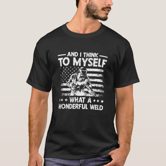 Welding American Flag USA Patriotic Welder Funny S T-Shirt (Front)