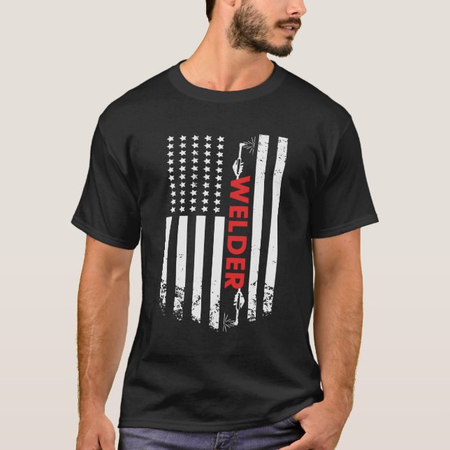 Welding - American Welder Flag T-Shirt (Front)
