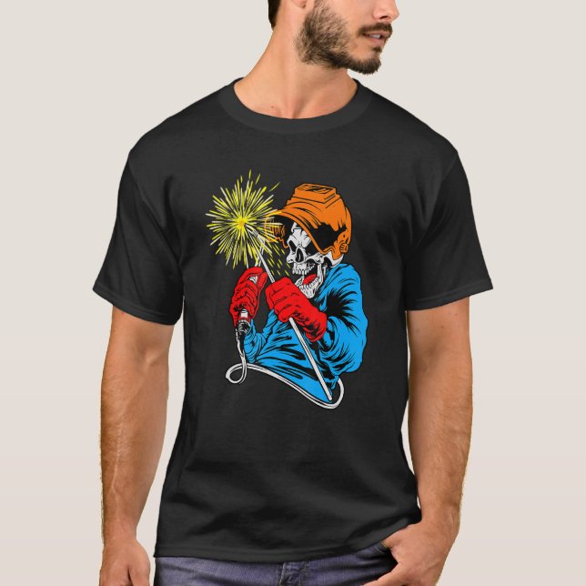 Welding Arc Welder Skeleton Skull Tig Gas Welding T-Shirt (Front)