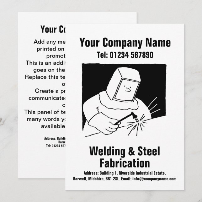 Welding & Fabrication Cartoon Design Card (Front/Back)
