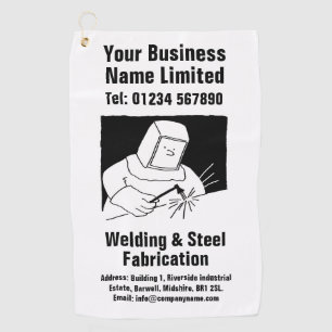 Welding & Fabrication Cartoon Design Golf Towel