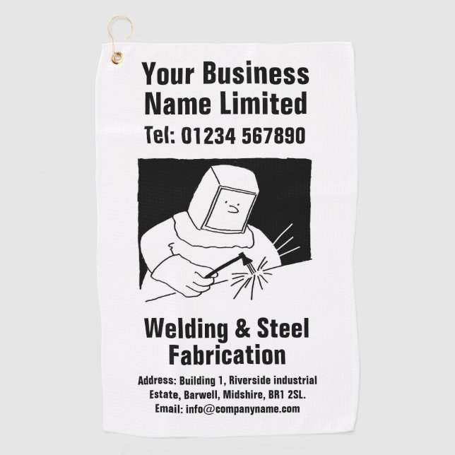 Welding & Fabrication Cartoon Design Golf Towel (Front)