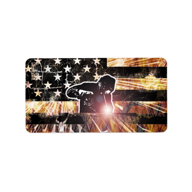 Welding Flag Sparks and Flames Label (Front)