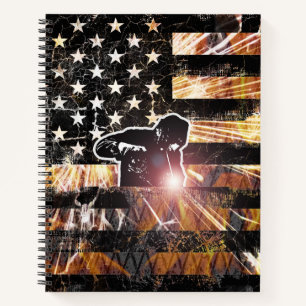 Welding Flag Sparks and Flames Notebook