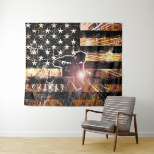 Welding Flag Sparks and Flames Tapestry