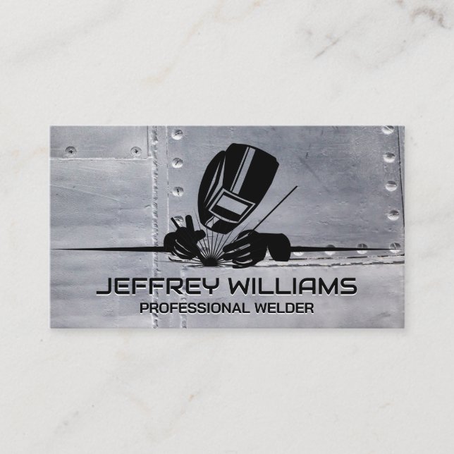 Welding Helmet | Metal Business Card (Front)