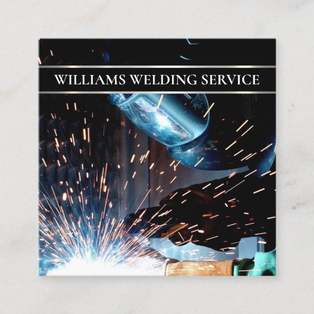 Welding Metal Fabrication Welder Square Business Card (Front)
