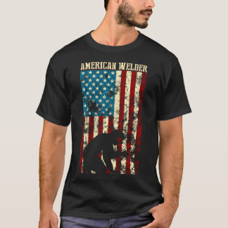Welding Patriotic Distressed Usa American Flag Gif T-Shirt