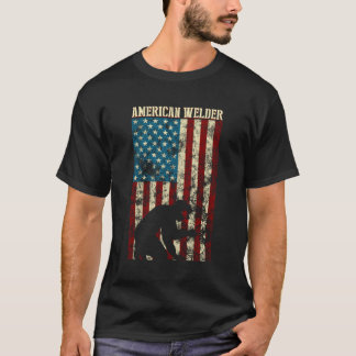 Welding Patriotic Distressed Usa American Flag Wel T-Shirt
