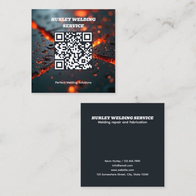 Welding QR Square Business Card (Front/Back)