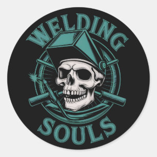 Welding Souls Retro Skull Mask and Tools Graphic Classic Round Sticker