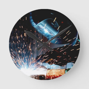 Welding Sparks Round Clock