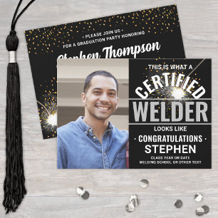 Welding Torch & Sparks Certified Welder Graduation Invitation