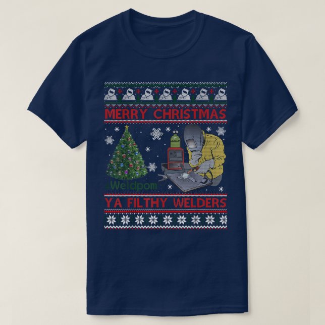 Weldom Welders Ugly Christmas Sweater Gifts T-Shir (Design Front)