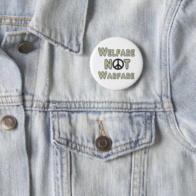 Welfare Not Warfare 6 Cm Round Badge (In Situ)