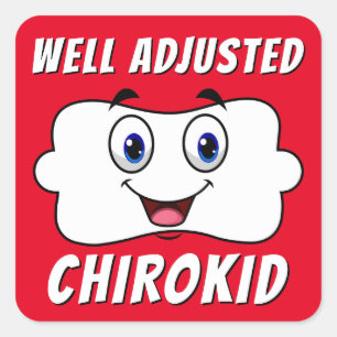 Well Adjusted ChiroKid Happy Vertebra Chiropractic Square Sticker