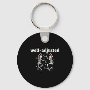 Well-adjusted Skeleton Santa Hat Chiropractic Chri Key Ring