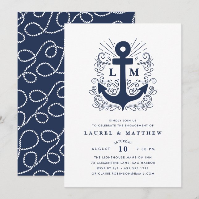 Well Anchored | Engagement Party Invitation (Front/Back)