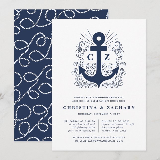 Well Anchored | Rehearsal Dinner Invitation (Front/Back)